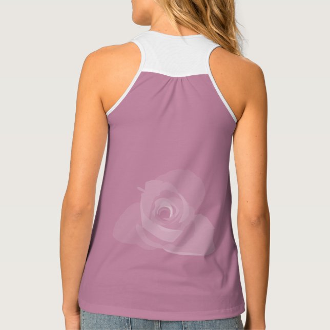 Polite Transparent Modern White Rose Art Tank Top (Back)