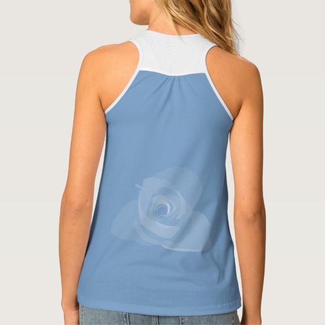 Polite Transparent Modern White Rose Art Tank Top (Back)