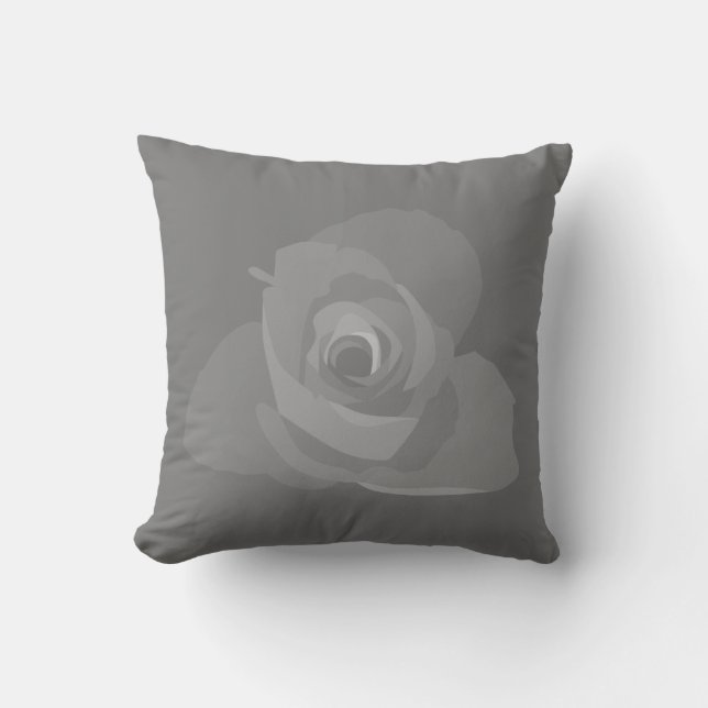 Polite Transparent Modern White Rose Art Throw Pillow (Front)