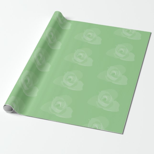 Polite Transparent Modern White Rose Art Wrapping Paper (Unrolled)
