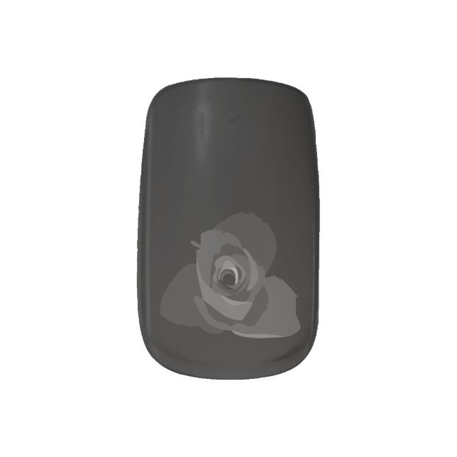 Polite Transparent Modern White Rose Minx Nail Art (Left Thumb)