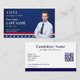 Political Blue Election Campaign Candidate Custom  Business Card
