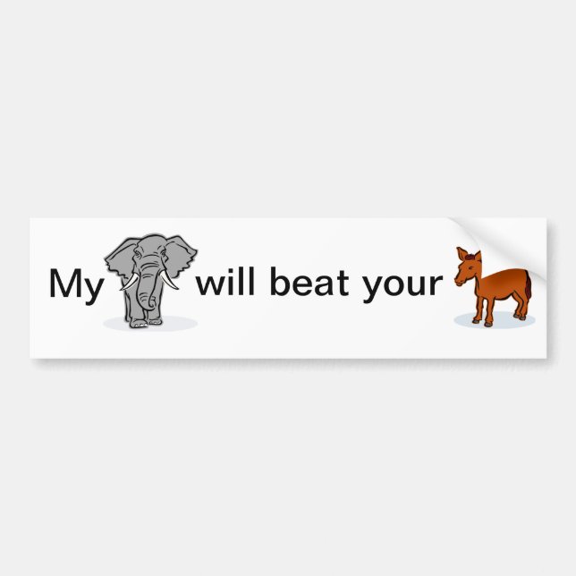 Political bumper sticker, elephant and donkey sticker (Front)