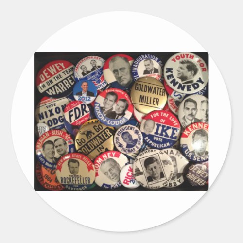 Political Buttons Classic Round Sticker