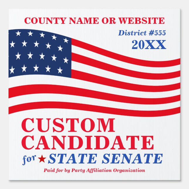 Political Campaign American Flag Custom Yard Sign (Front)