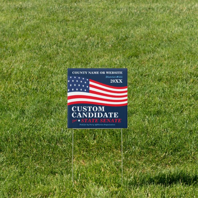 Political Campaign American Flag Custom Yard Sign (Insitu)