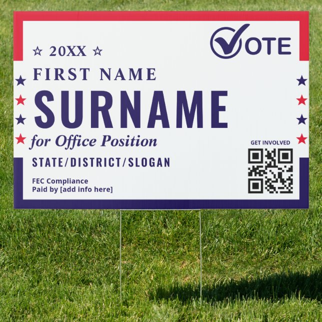 Political Campaign Candidate Name Custom Yard Sign (Insitu)
