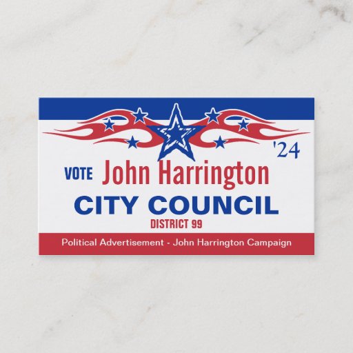 Customizable Political Campaign Card - City Council Business Card Template
