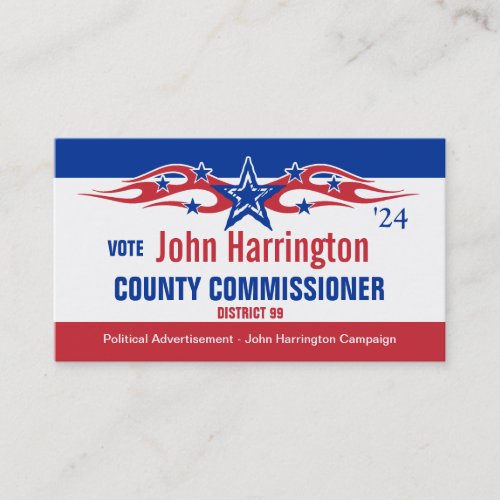 Political Campaign Card - County Commissioner Business Card Templates