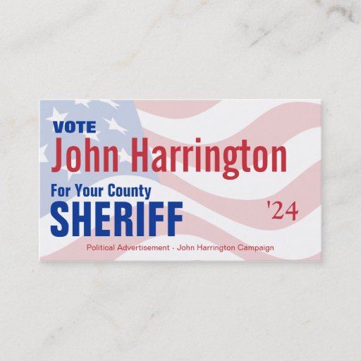 Customizable Political Campaign Card - County Sheriff Business Card Templates