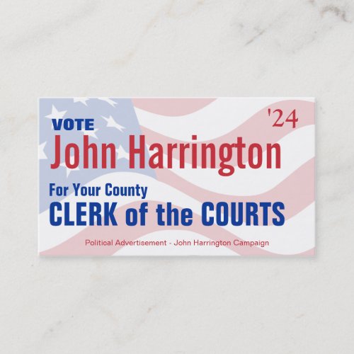 Political Campaign - Clerk of the Courts Business Business Card Templates