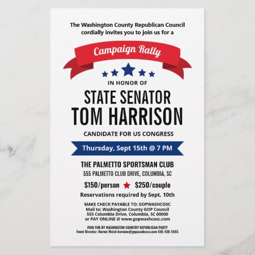 Political Campaign Fundraising Flyer with Banner 
