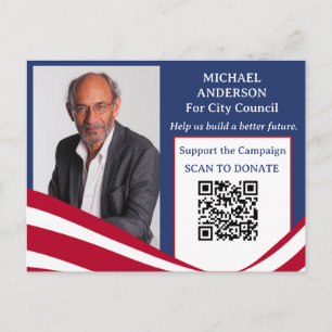 Political Campaign Fundraising QR Code Postcard