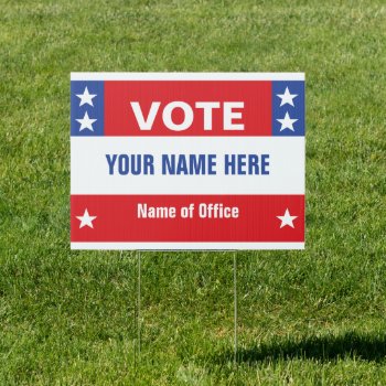 Political Campaign Name  Red White Blue  Stars Sign by Sideview at Zazzle
