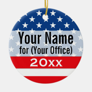 Political Campaign Non-Partisan Printed Candidate Ceramic Ornament