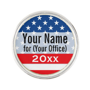 Political Campaign Patriotic Printed Candidate Lapel Pin