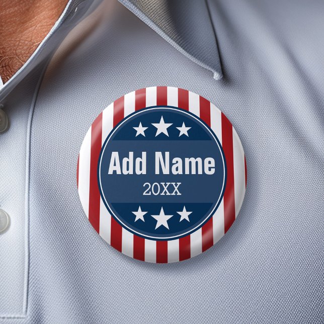 Political Campaign - Patriotic Stars and Stripes Button (Custom Campaign Gear -- Create your own election swag for any candidate)