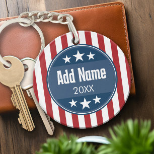 Political Campaign - Patriotic Stars and Stripes Keychain