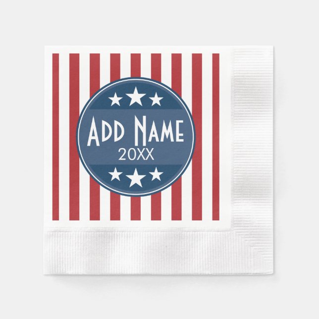 Political Campaign - Patriotic Stars and Stripes Paper Napkins (Front)