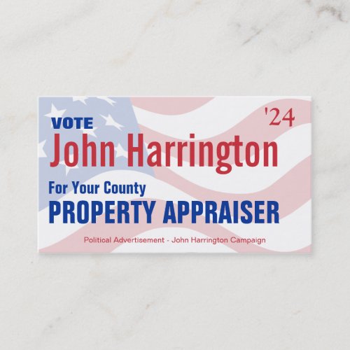 Political Campaign - Property Appraiser Business Business Cards
