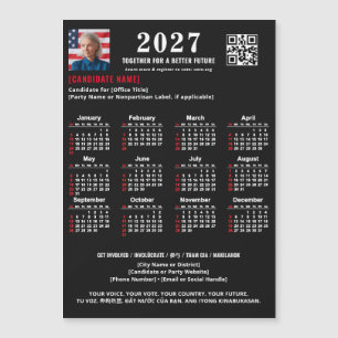 Political Campaign QR Code 2027 Magnetic Calendar