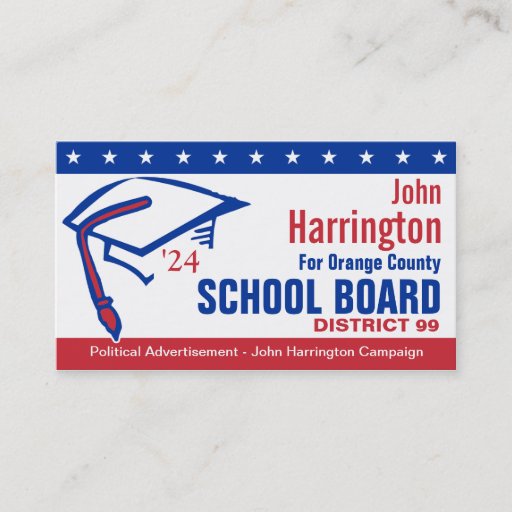 Customizable Political Campaign - School Board Business Card