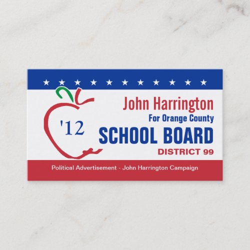 Political Campaign _ School Board Business Card