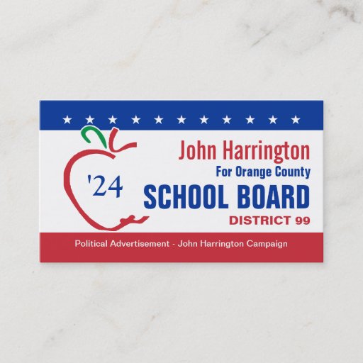 Customizable Political Campaign - School Board Business Card