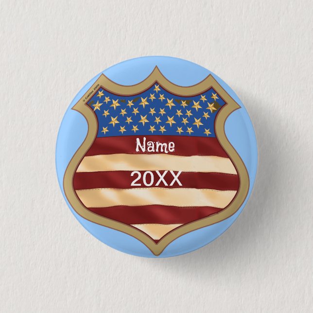 Political Campaign Shield   Button (Front)