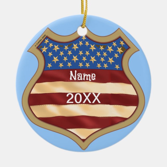Political Campaign Shield  Ceramic Ornament (Front)