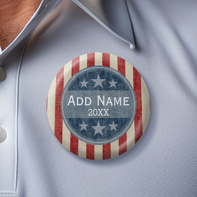 Political Campaign - vintage stars and stripes Button (Custom Campaign Gear -- Create your own election swag for any candidate)