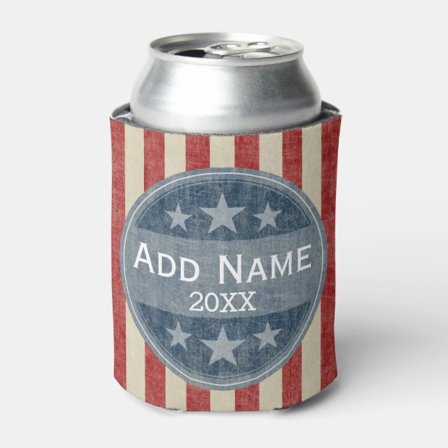 Political Campaign - vintage stars and stripes Can Cooler (Can Front)