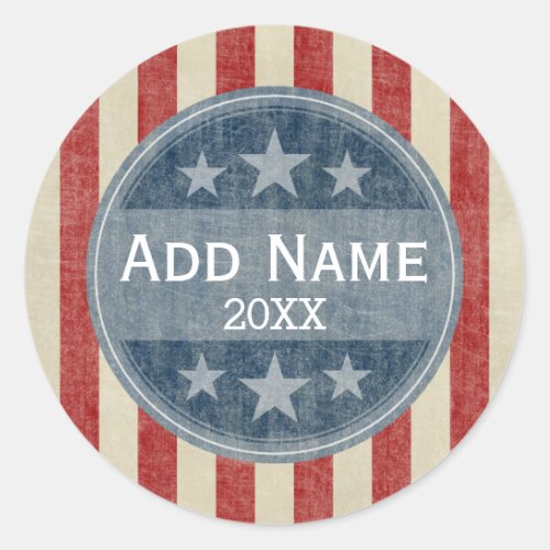 Political Campaign _ vintage stars and stripes Classic Round Sticker