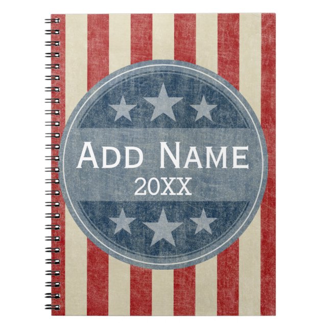 Political Campaign - vintage stars and stripes Notebook (Front)