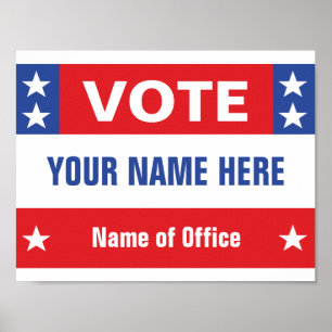 Political Campaign Vote red white blue, stars  Poster