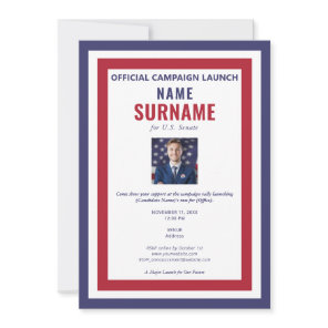 Political Candidate Campaign Rally Kickoff Launch Invitation