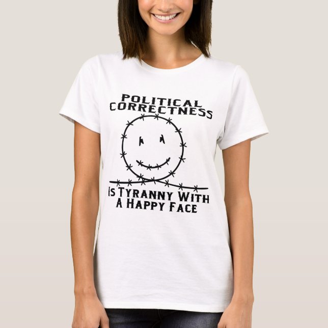 Political Correctness Is Tyranny With A Happy Face T-Shirt (Front)