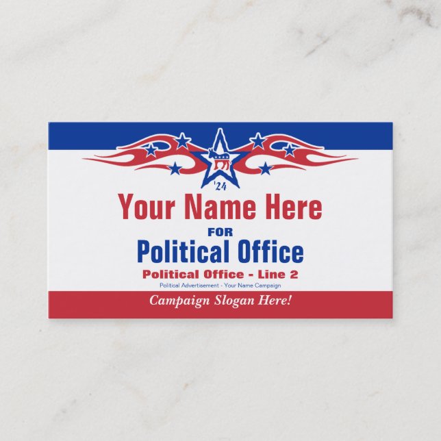 Political Election Campaign Card - Democrat (Front)