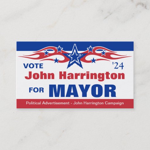 Customizable Political Election Campaign Card - Mayor Business Card