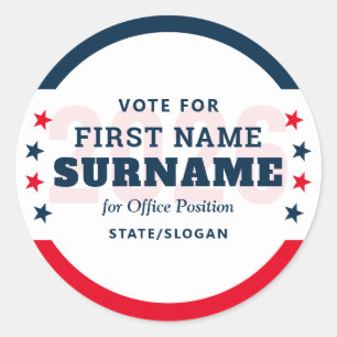Political Election Campaign Custom Candidate Name Classic Round Sticker