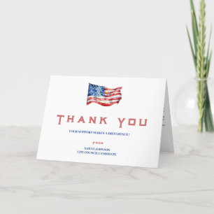 Political Election Campaign Donation Letterpress Thank You Card