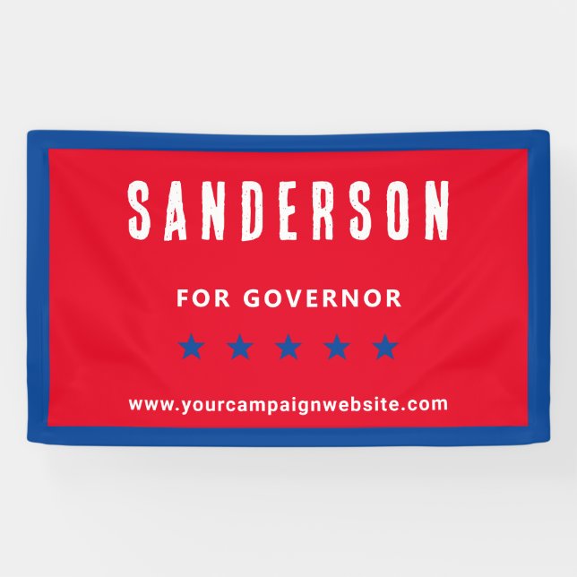 Political Election Campaign Name Red White Blue Banner (Horizontal)