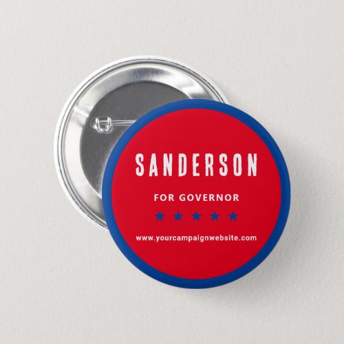 Political Election Campaign Name Red White Blue Button