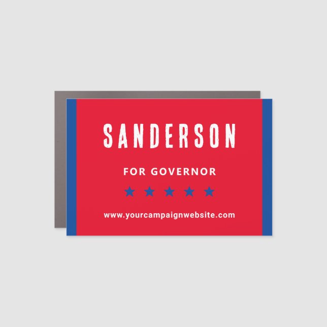 Political Election Campaign Name Red White Blue Car Magnet (Front)