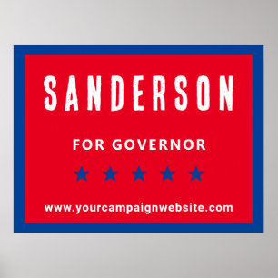 Political Election Campaign Name Red White Blue Poster