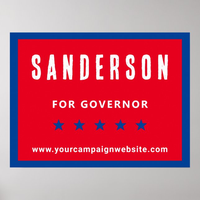 Political Election Campaign Name Red White Blue Poster (Front)