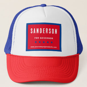 Political Election Campaign Name Red White Blue Trucker Hat