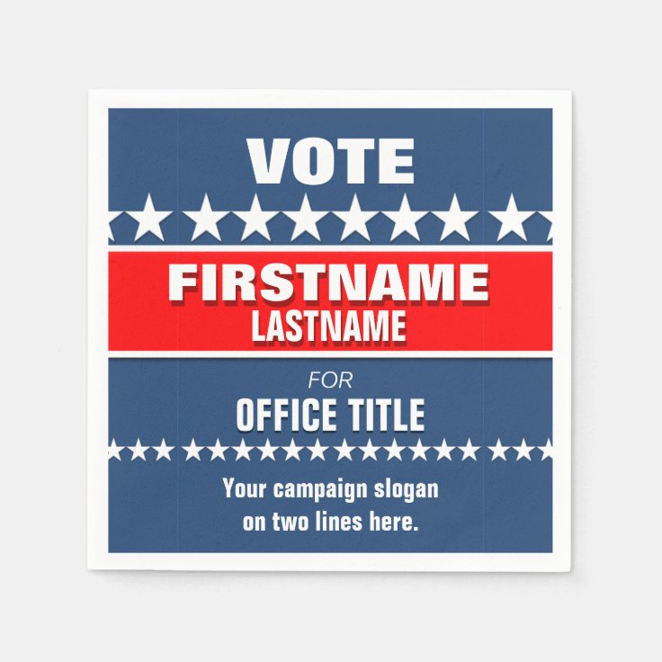 Political Election Campaign Template Paper Napkins | Zazzle