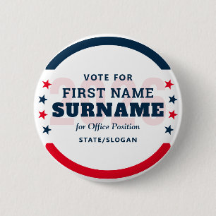 Political Election Custom Campaign Candidate Name Button