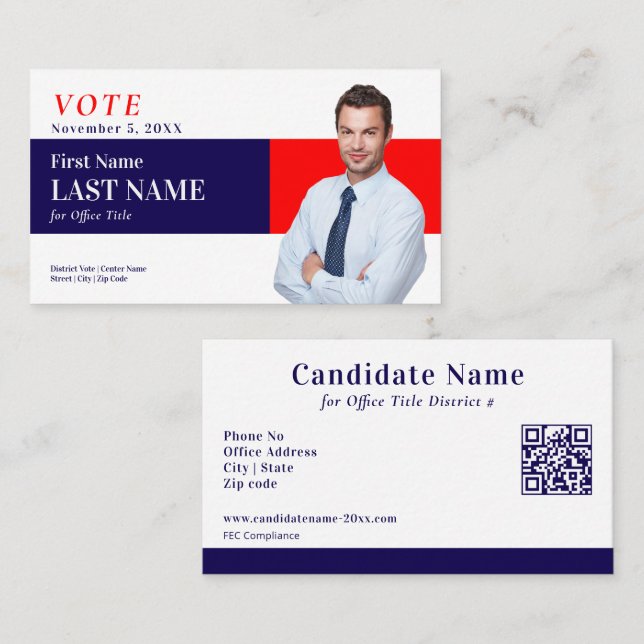 Political Election Personalized Campaign Candidate Business Card (Front/Back)